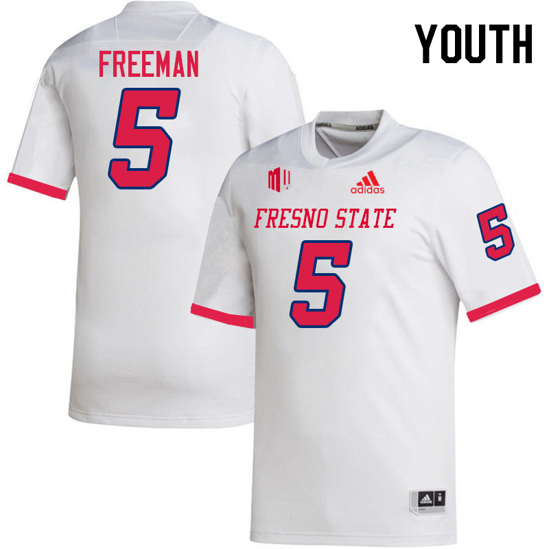 Youth #5 Josiah Freeman Fresno State Bulldogs College Football Jerseys Stitched-White